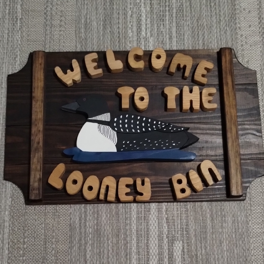 Rustic Welcome Sign with Loon Design